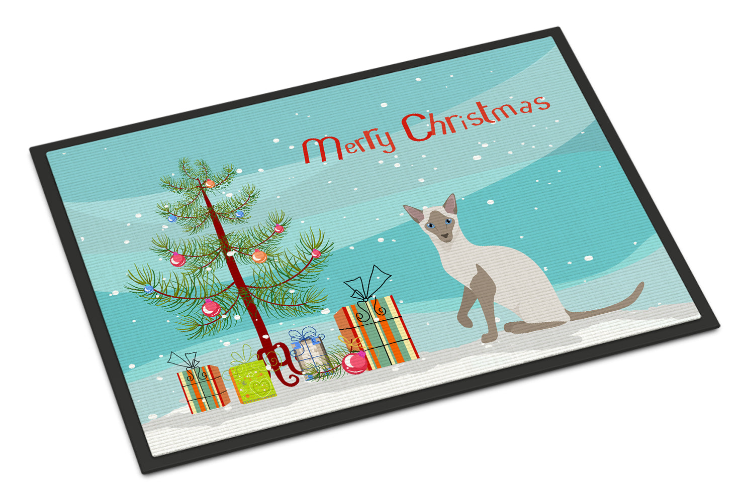 Siamese Modern Cat Christmas Doormat Indoor Outdoor 24H X 36W Front Door Mat Rugs for Entryway, Non Slip Washable Low Pile,