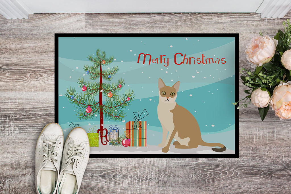 Singapura Cat Christmas Doormat Indoor Outdoor 18H X 27W Front Door Mat Rugs for Entryway, Non Slip Washable