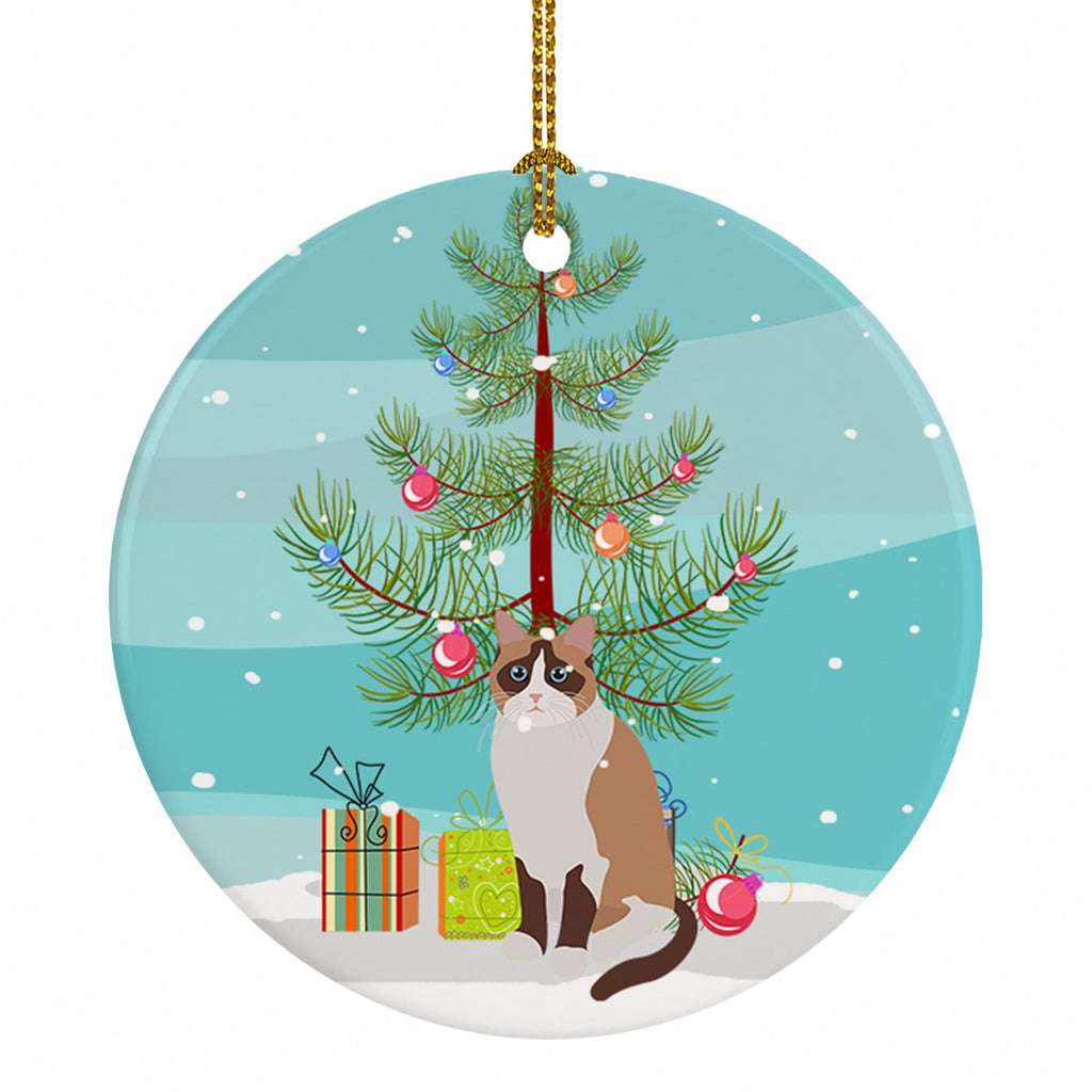 Snowshoe Cat Christmas Ceramic Ornament Christmas Tree Hanging Decorations for Home Christmas Holiday, Party, Gift, 3 in, Multicolor