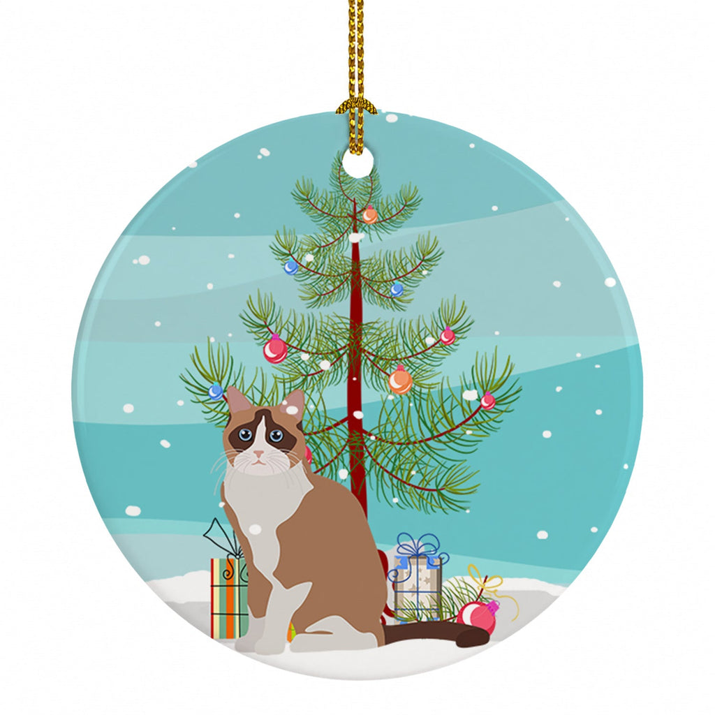 Snowshoe Cat Christmas Ceramic Ornament Christmas Tree Hanging Decorations for Home Christmas Holiday, Party, Gift, 3 in, Multicolor