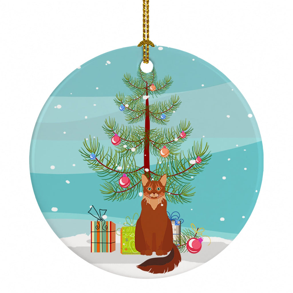 Somali Cat Christmas Ceramic Ornament Christmas Tree Hanging Decorations for Home Christmas Holiday, Party, Gift, 3 in, Multicolor