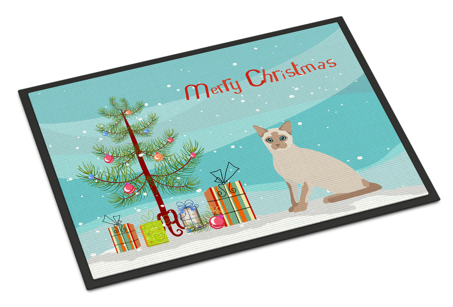Tonkinese Cat Christmas Doormat Indoor Outdoor 18H X 27W Front Door Mat Rugs for Entryway, Non Slip Washable