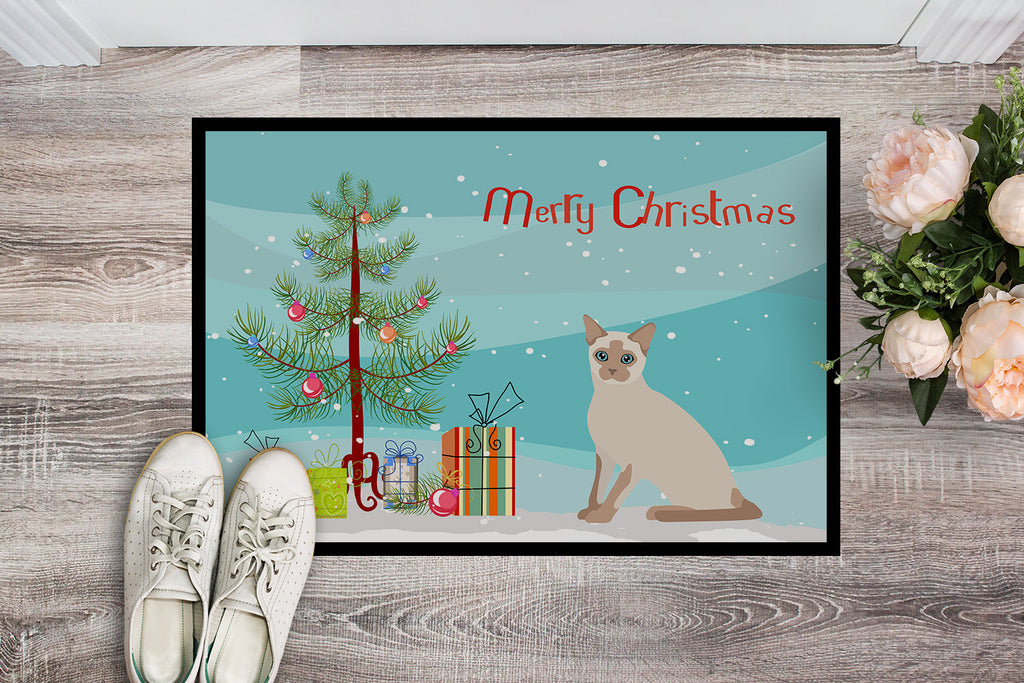 Tonkinese Cat Christmas Doormat Indoor Outdoor 18H X 27W Front Door Mat Rugs for Entryway, Non Slip Washable