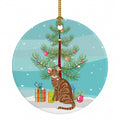 Toyger Cat Christmas Ceramic Ornament Christmas Tree Hanging Decorations for Home Christmas Holiday, Party, Gift, 3 in, Multicolor