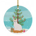 Turkish Van Cat Christmas Ceramic Ornament Christmas Tree Hanging Decorations for Home Christmas Holiday, Party, Gift, 3 in, Multicolor