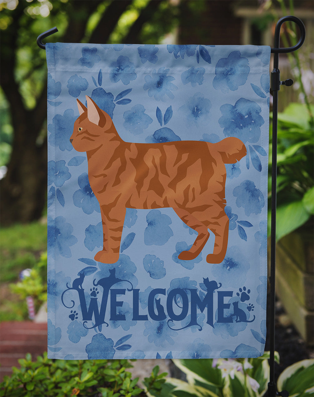 American Bobtail #2 Cat Welcome Garden Flag Mailbox Decorative Yard Banner Outside Patio Artwork for Flower Beds, Garden Size, Multicolor