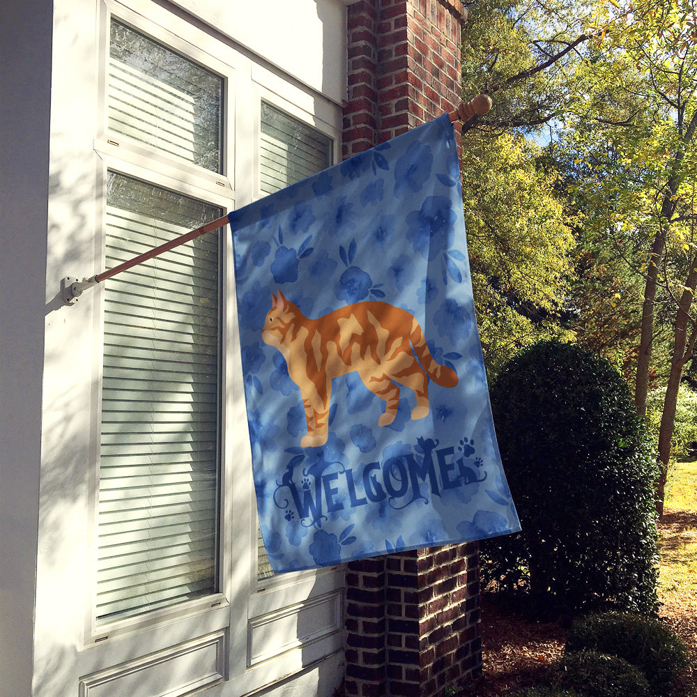 American Wirehair #2 Cat Welcome House Flag 28x40 Porch Sleeve Pole Decorative Outside Yard Banner Artwork Wall Hanging, Polyester