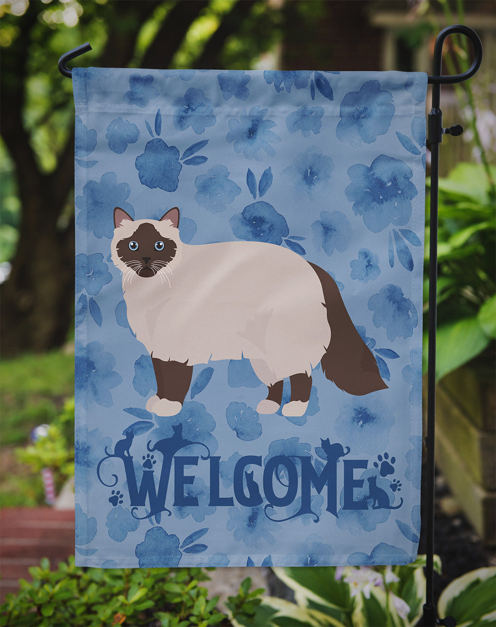 Birman Cat Welcome Garden Flag Mailbox Decorative Yard Banner Outside Patio Artwork for Flower Beds, Garden Size, Multicolor