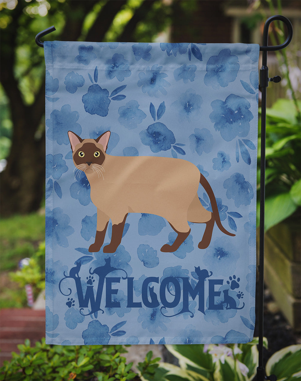 Burmese Cat Welcome Garden Flag Mailbox Decorative Yard Banner Outside Patio Artwork for Flower Beds, Garden Size, Multicolor
