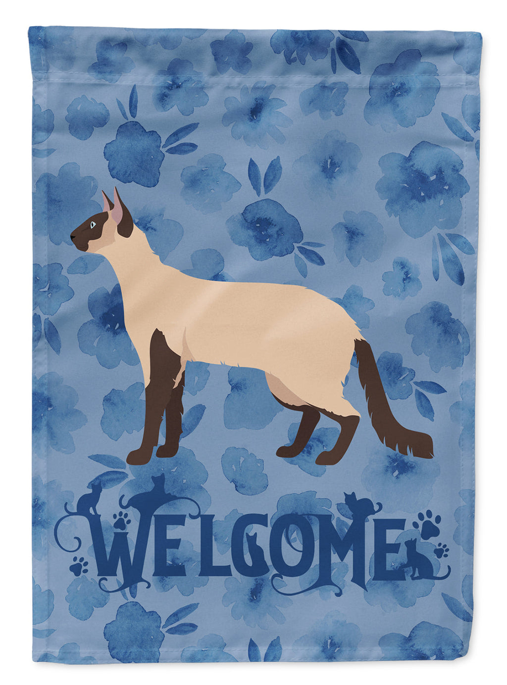 Colorpoint Longhair #3 Cat Welcome House Flag 28x40 Porch Sleeve Pole Decorative Outside Yard Banner Artwork Wall Hanging, Polyester