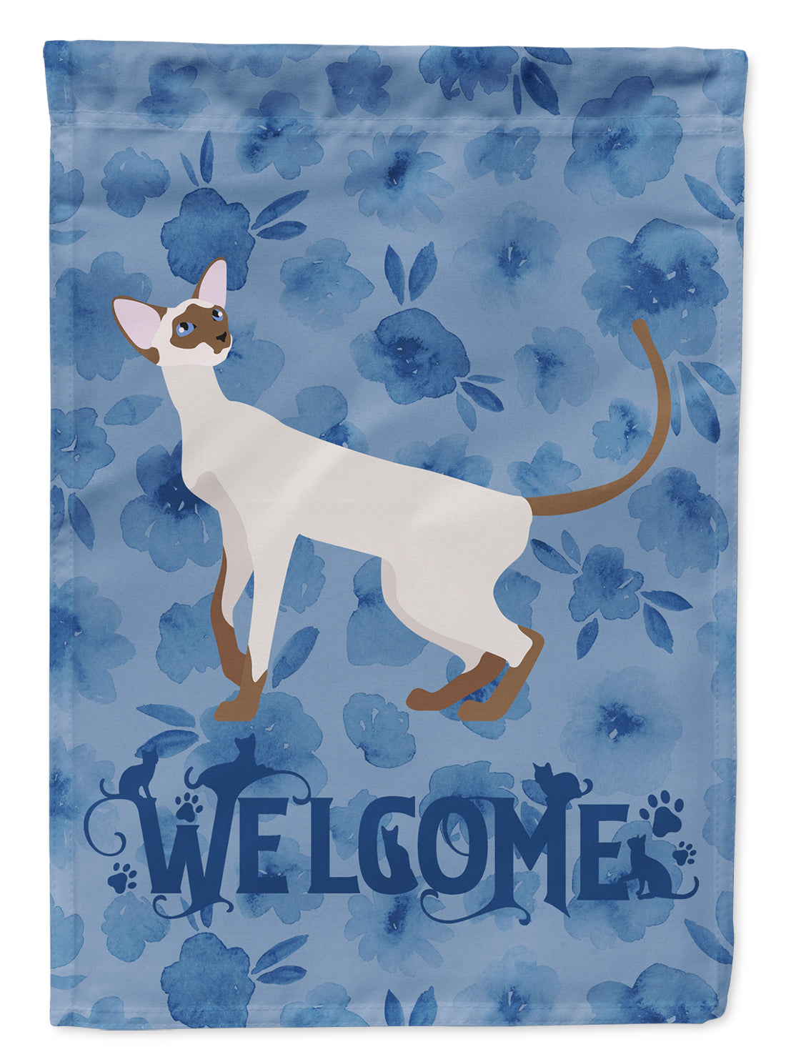 Colorpoint Shorthair Cat Welcome House Flag 28x40 Porch Sleeve Pole Decorative Outside Yard Banner Artwork Wall Hanging, Polyester