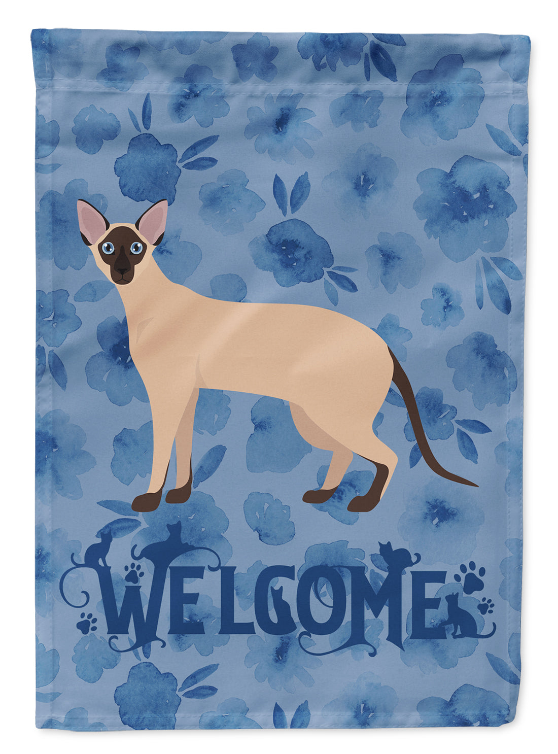 Colorpoint Shorthair #2 Cat Welcome House Flag 28x40 Porch Sleeve Pole Decorative Outside Yard Banner Artwork Wall Hanging, Polyester