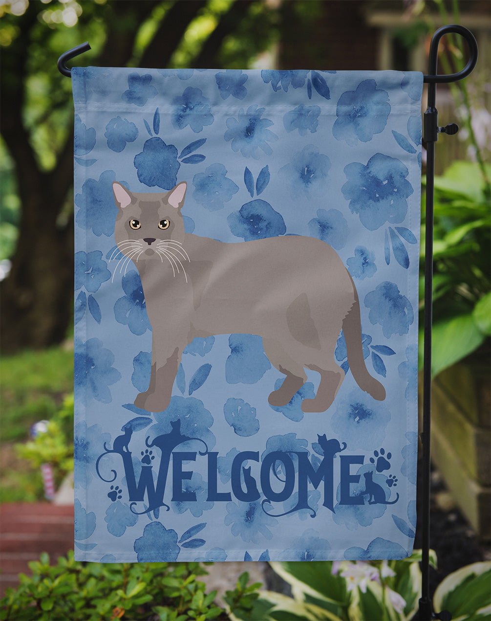 European Burmese Cat Welcome Garden Flag Mailbox Decorative Yard Banner Outside Patio Artwork for Flower Beds, Garden Size, Multicolor