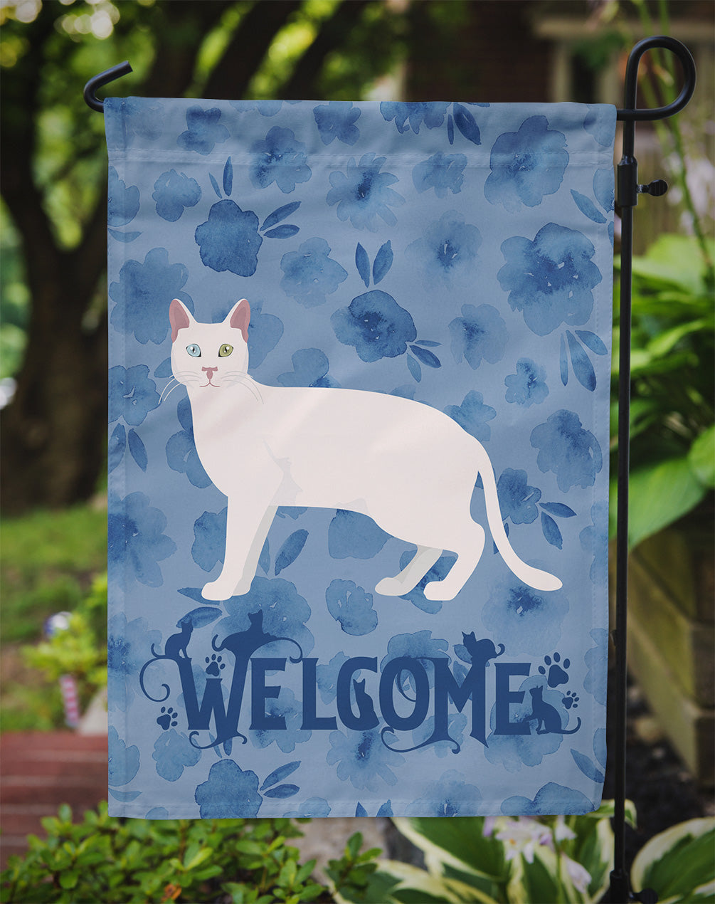 Khao Manee #1 Cat Welcome Garden Flag Mailbox Decorative Yard Banner Outside Patio Artwork for Flower Beds, Garden Size, Multicolor