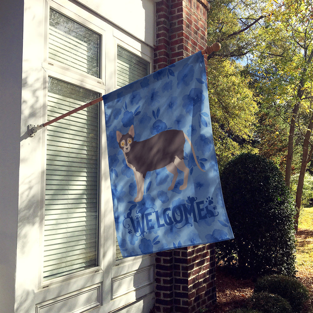 Lykoi #1 Cat Welcome House Flag 28x40 Porch Sleeve Pole Decorative Outside Yard Banner Artwork Wall Hanging, Polyester