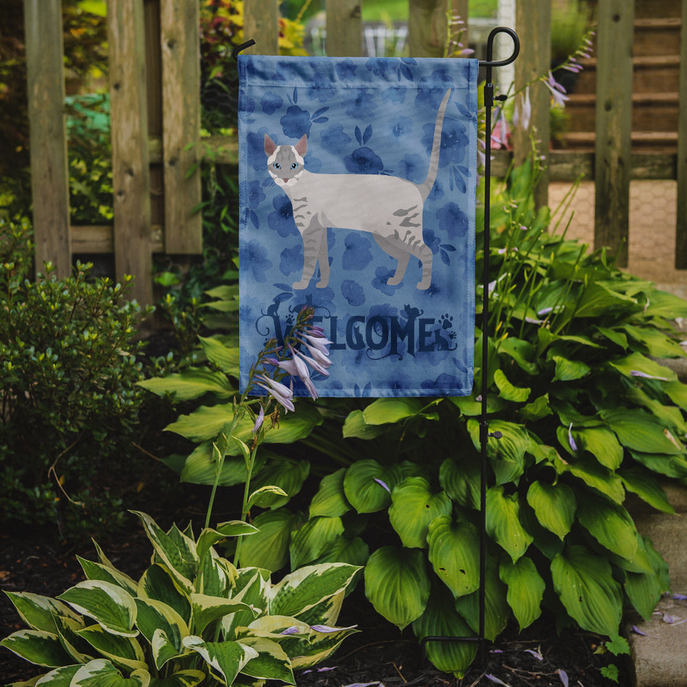 Ojos Azules Cat Welcome Garden Flag Mailbox Decorative Yard Banner Outside Patio Artwork for Flower Beds, Garden Size, Multicolor
