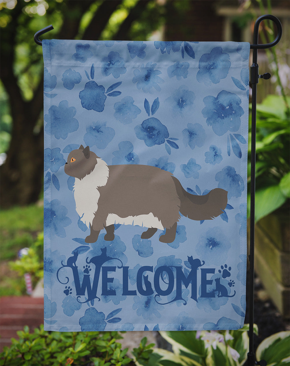 Persian Modern #2 Cat Welcome Garden Flag Mailbox Decorative Yard Banner Outside Patio Artwork for Flower Beds, Garden Size, Multicolor