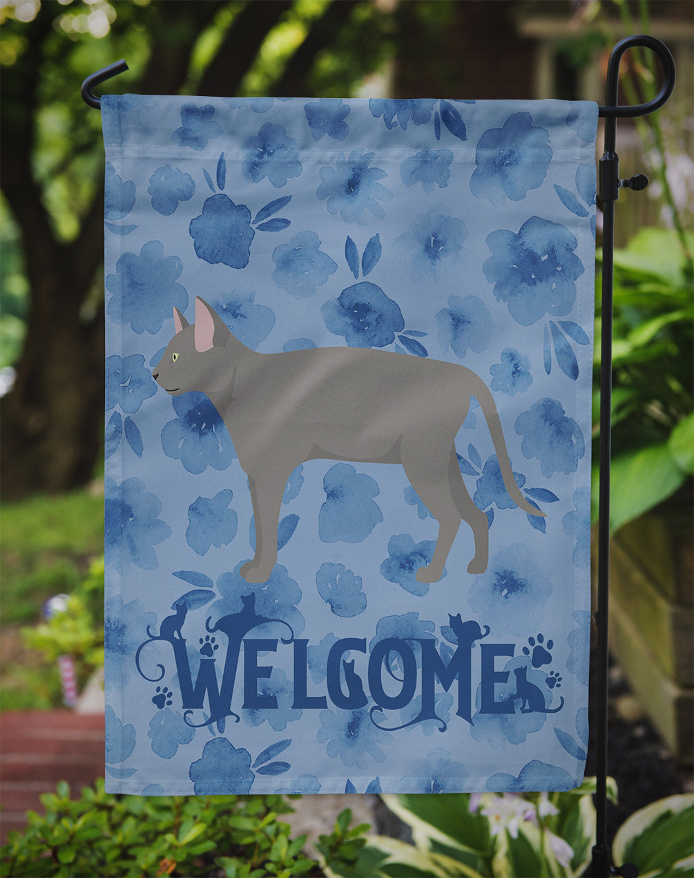 Russian Blue #2 Cat Welcome Garden Flag Mailbox Decorative Yard Banner Outside Patio Artwork for Flower Beds, Garden Size, Multicolor