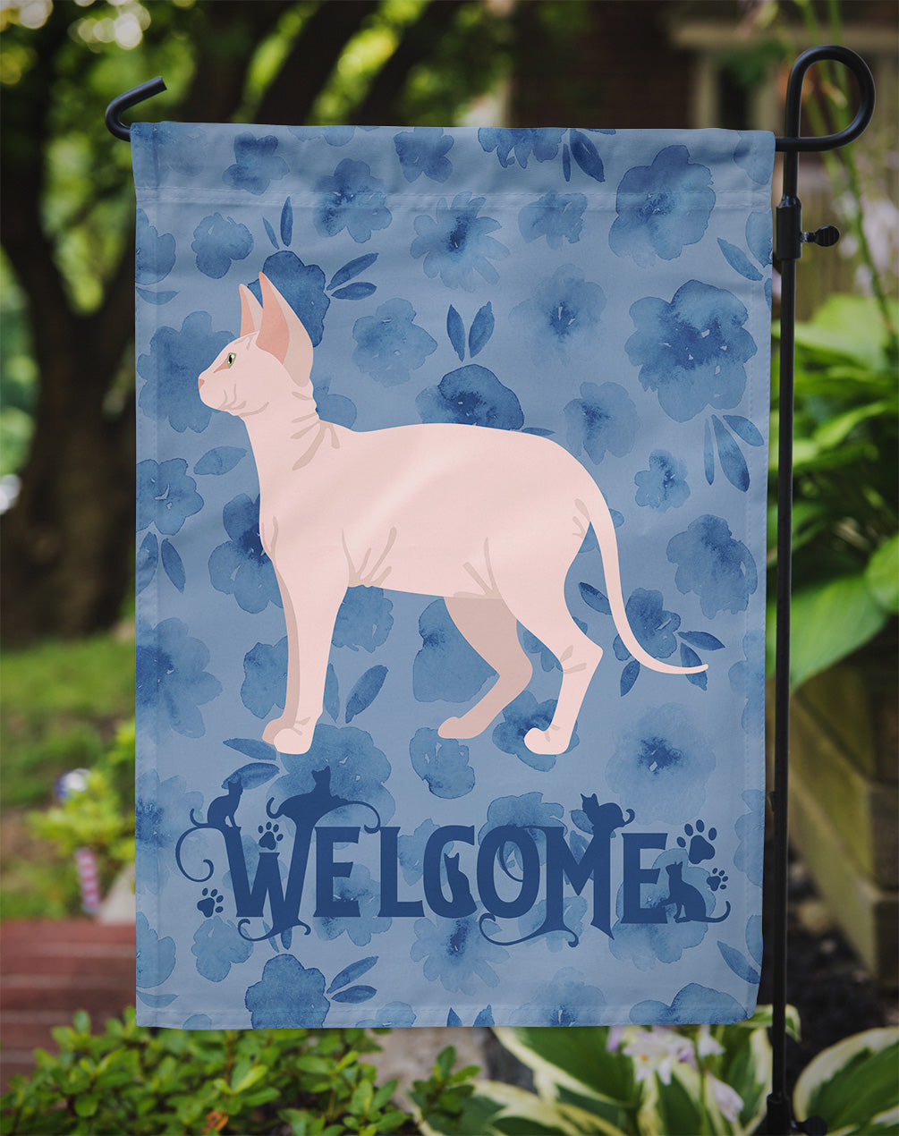 Sphynx Cat Welcome Garden Flag Mailbox Decorative Yard Banner Outside Patio Artwork for Flower Beds, Garden Size, Multicolor