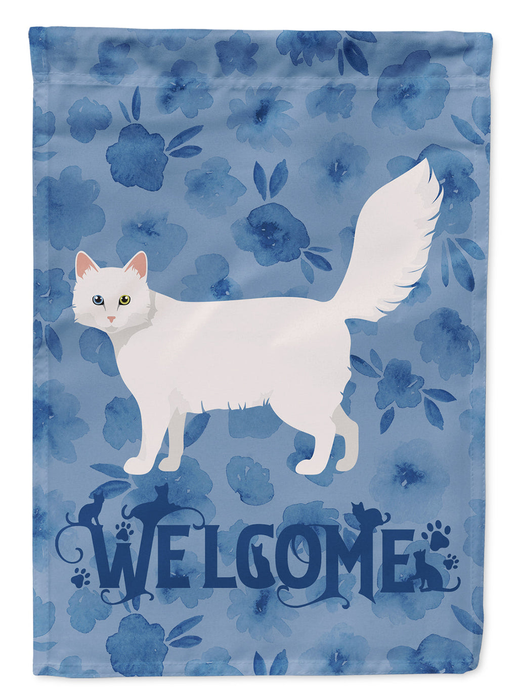 Turkish Angora Cat Welcome Garden Flag Mailbox Decorative Yard Banner Outside Patio Artwork for Flower Beds, Garden Size, Multicolor