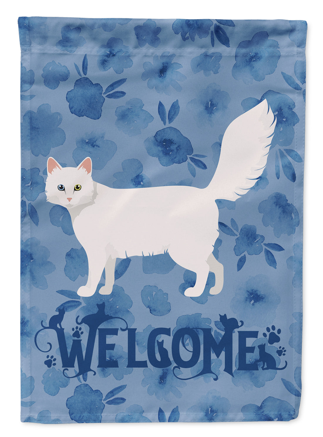 Turkish Angora Cat Welcome Garden Flag Mailbox Decorative Yard Banner Outside Patio Artwork for Flower Beds, Garden Size, Multicolor