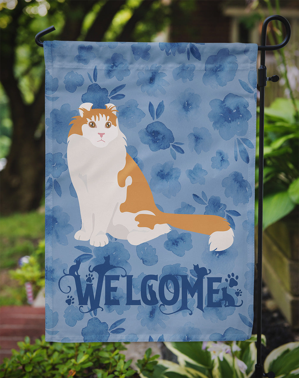 American Curl Cat Welcome Garden Flag Mailbox Decorative Yard Banner Outside Patio Artwork for Flower Beds, Garden Size, Multicolor