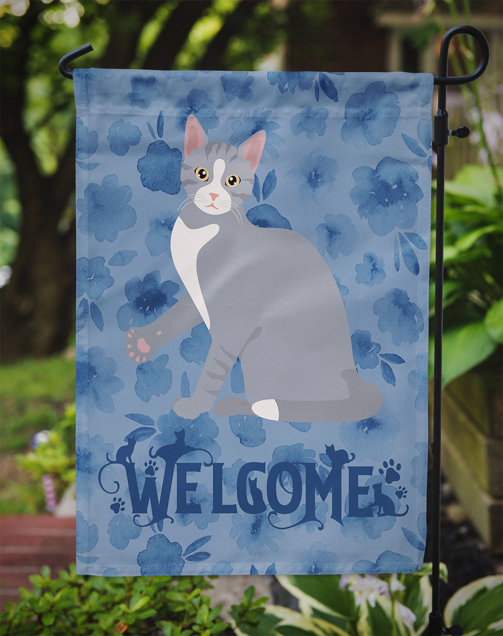 American Polydactyl #2 Cat Welcome Garden Flag Mailbox Decorative Yard Banner Outside Patio Artwork for Flower Beds, Garden Size, Multicolor