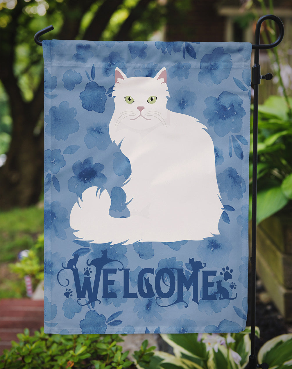 Asian Semi Longhaired Cat Welcome Garden Flag Mailbox Decorative Yard Banner Outside Patio Artwork for Flower Beds, Garden Size, Multicolor