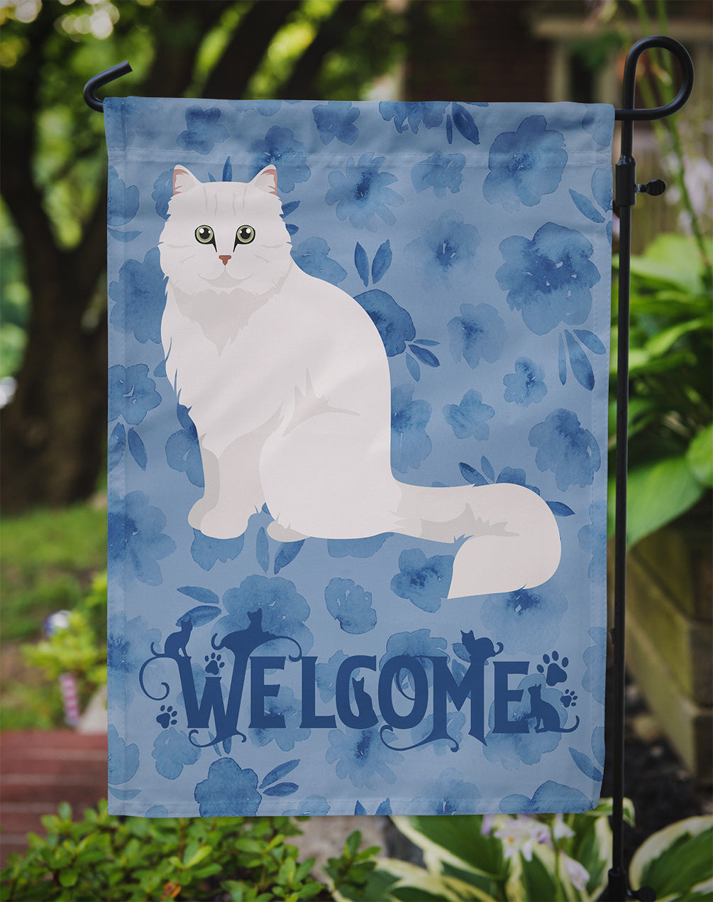 Chinchilla Persian Longhair Cat Welcome Garden Flag Mailbox Decorative Yard Banner Outside Patio Artwork for Flower Beds, Garden Size, Multicolor