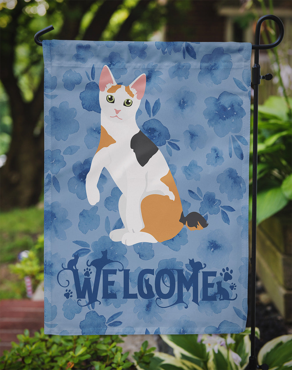 Japanese Bobtail Cat Welcome Garden Flag Mailbox Decorative Yard Banner Outside Patio Artwork for Flower Beds, Garden Size, Multicolor