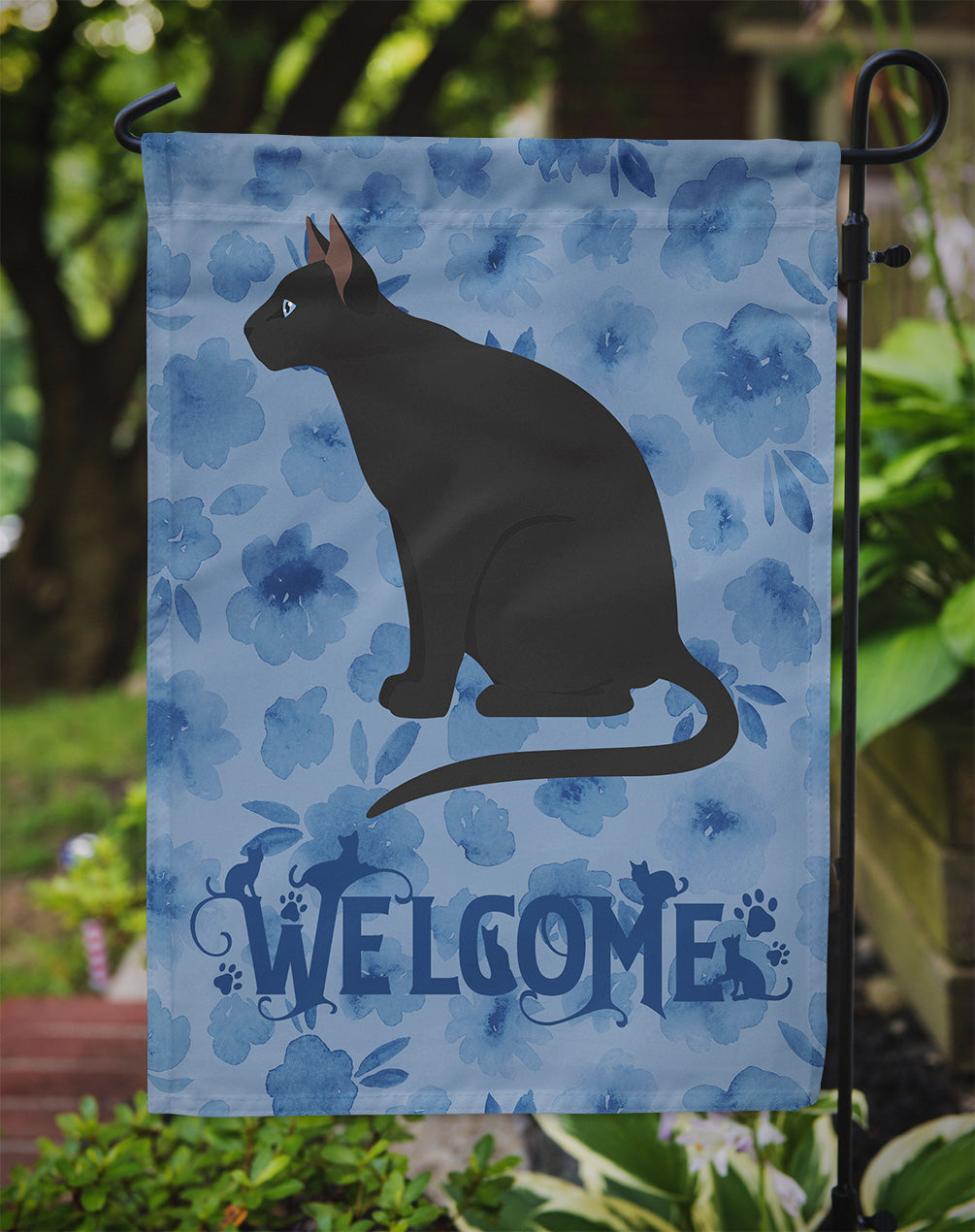 Ojos Azules Cat Welcome Garden Flag Mailbox Decorative Yard Banner Outside Patio Artwork for Flower Beds, Garden Size, Multicolor