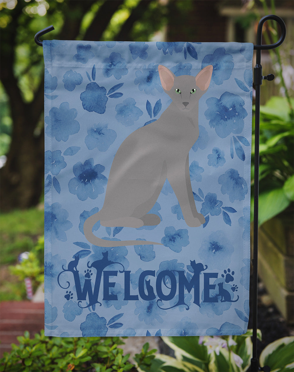 Oriental Shorthair Cat Welcome Garden Flag Mailbox Decorative Yard Banner Outside Patio Artwork for Flower Beds, Garden Size, Multicolor