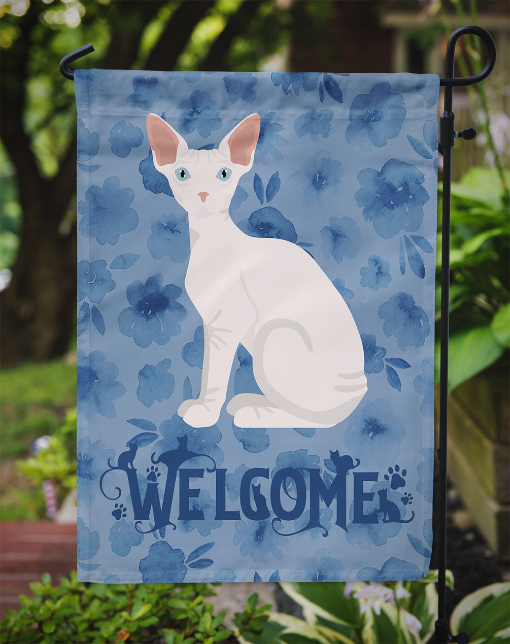 Sphynx Cat Welcome Garden Flag Mailbox Decorative Yard Banner Outside Patio Artwork for Flower Beds, Garden Size, Multicolor