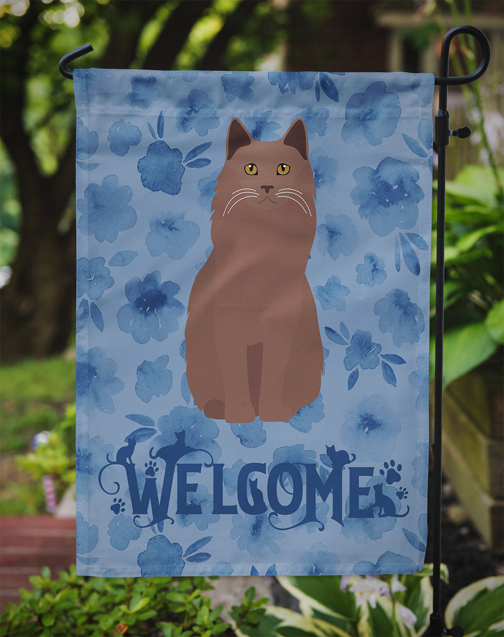 York Chocolate Cat Welcome Garden Flag Mailbox Decorative Yard Banner Outside Patio Artwork for Flower Beds, Garden Size, Multicolor