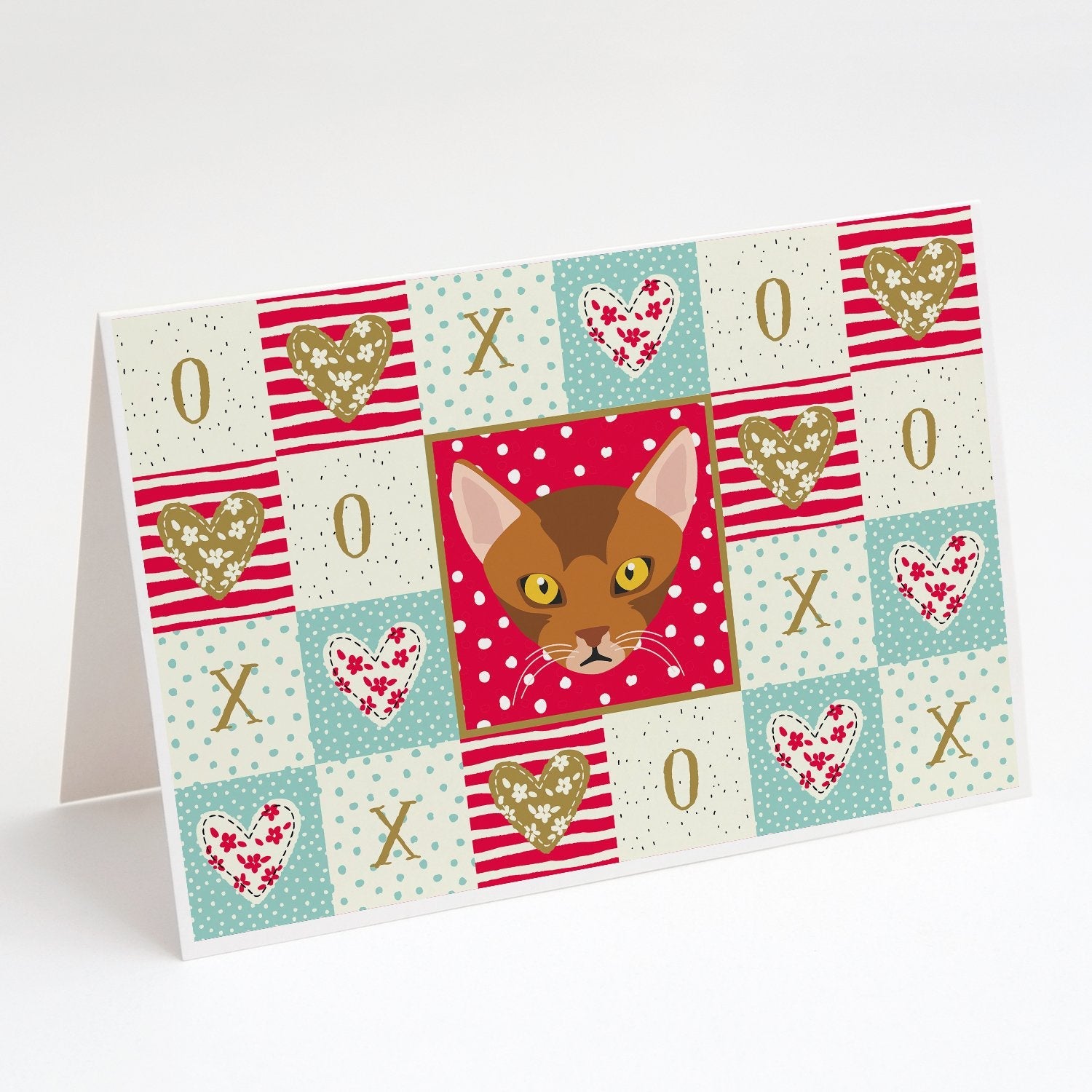 Abyssinian Cat Love Greeting Cards Pack of 8 Blank Cards with Envelopes Whimsical A7 Size 5x7