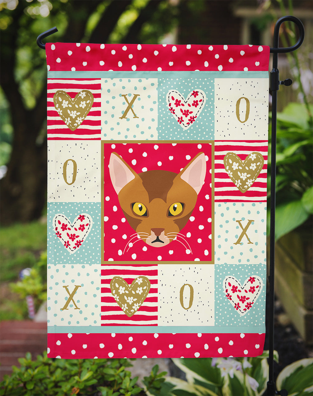 Abyssinian Cat Love Garden Flag Mailbox Decorative Yard Banner Outside Patio Artwork for Flower Beds, Garden Size, Multicolor