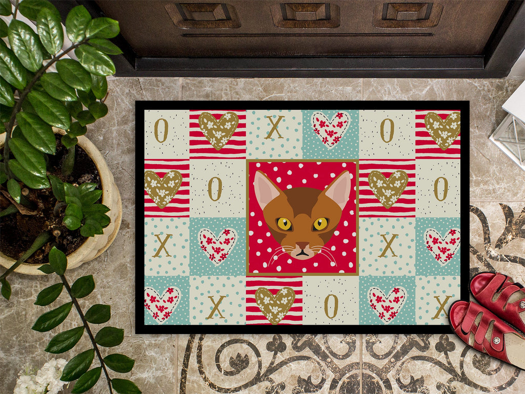 Abyssinian Cat Love Doormat Indoor Outdoor 24H X 36W Front Door Mat Rugs for Entryway, Non Slip Washable Low Pile,