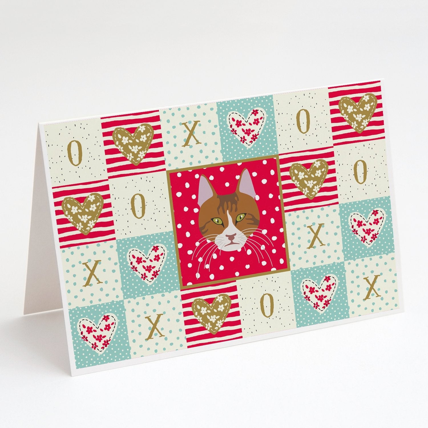 Aegean Cat Love Greeting Cards Pack of 8 Blank Cards with Envelopes Whimsical A7 Size 5x7