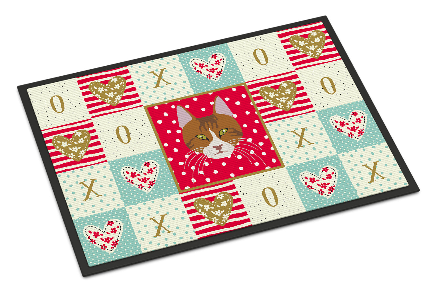 Aegean Cat Love Doormat Indoor Outdoor 24H X 36W Front Door Mat Rugs for Entryway, Non Slip Washable Low Pile,