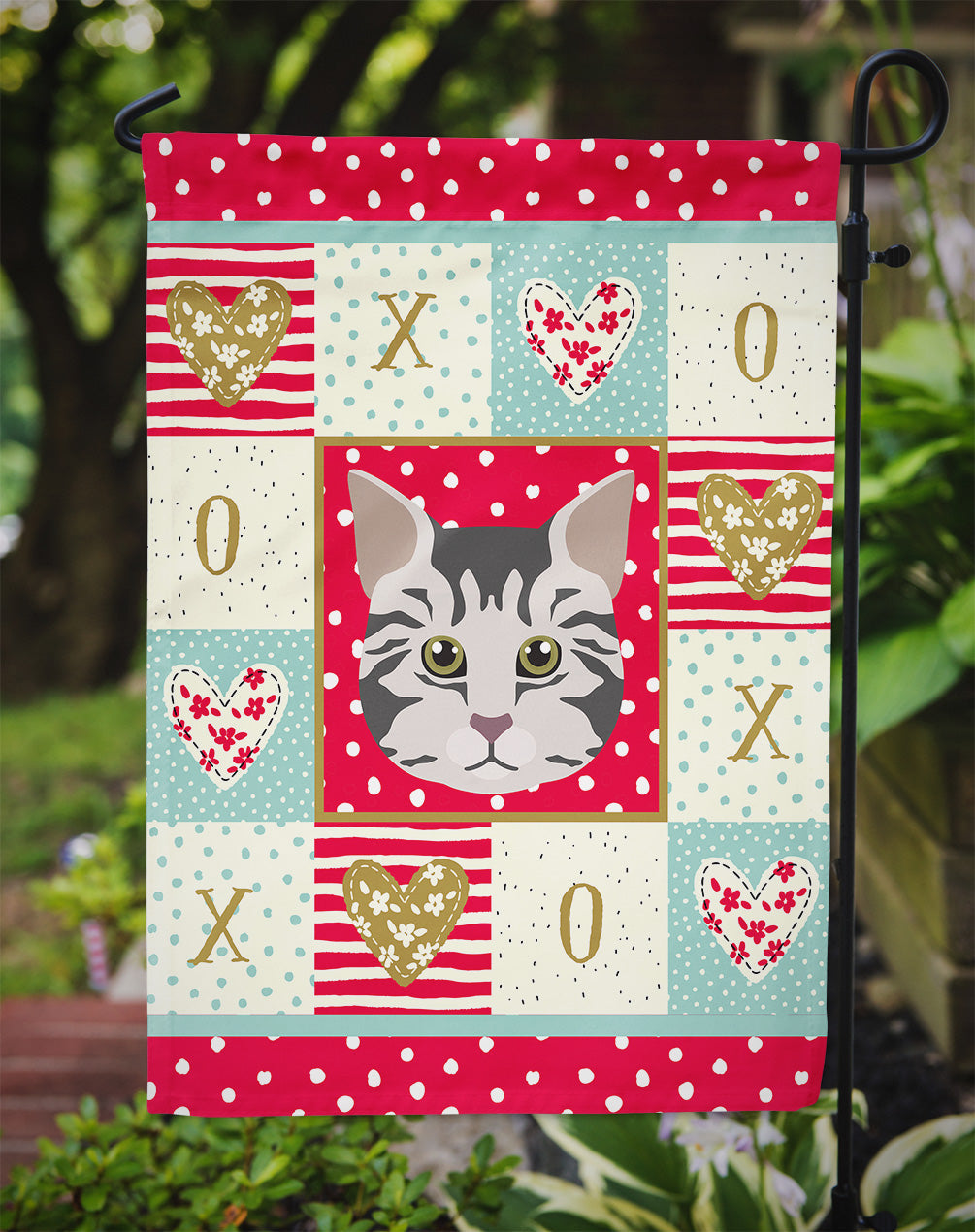 American Bobtail Cat Love Garden Flag Mailbox Decorative Yard Banner Outside Patio Artwork for Flower Beds, Garden Size, Multicolor