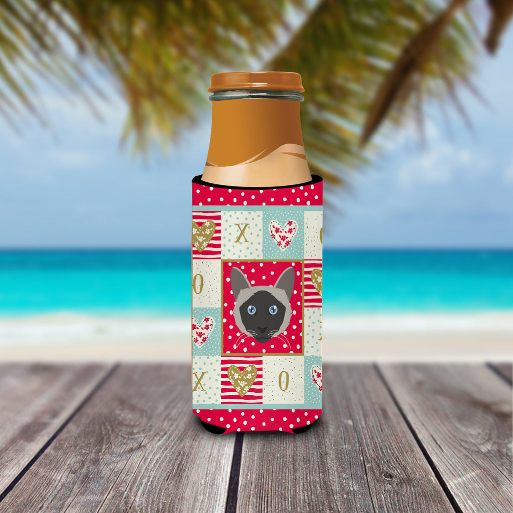 Balinese Cat Love Slim Can Hugger , Insulated Foam Hugger for 12 oz Slim Cans, Beer Bottles & Water Bottles, Printed in USA