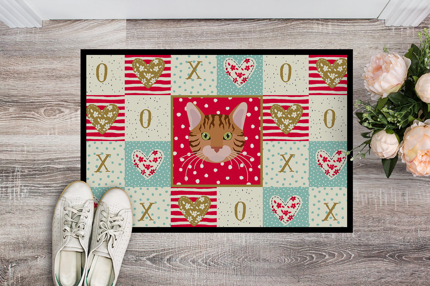 Bengal Cat Love Doormat Indoor Outdoor 24H X 36W Front Door Mat Rugs for Entryway, Non Slip Washable Low Pile,