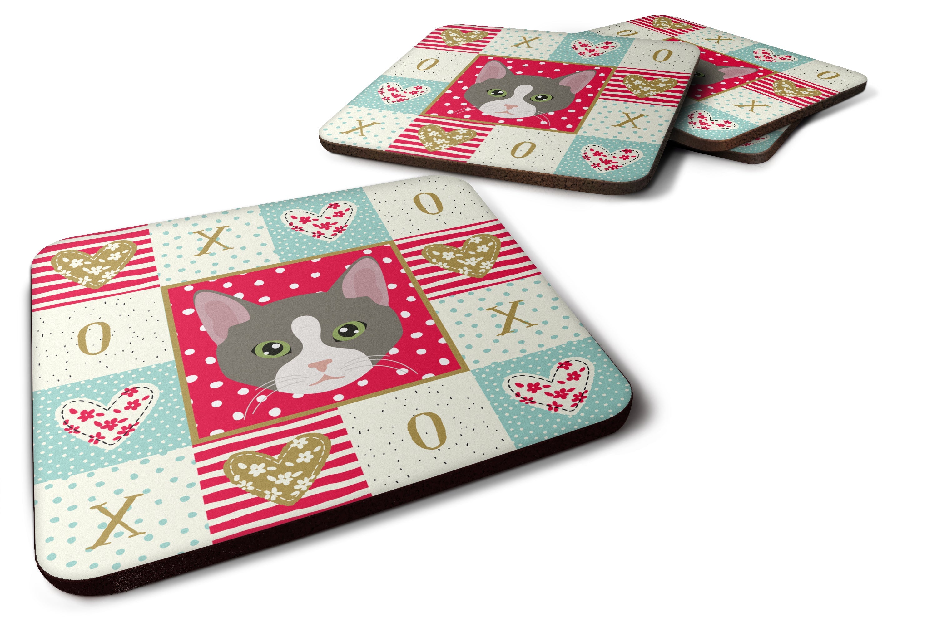 Brazilian Shorthair Cat Love Foam Coasters Set of 4 Cup Coasters for Indoor Outdoor, Tabletop Protection, Anti Slip, Mouse pad Material