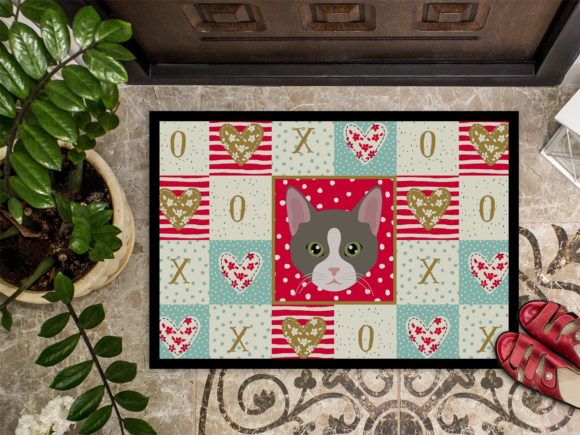 Brazilian Shorthair Cat Love Doormat Indoor Outdoor 18H X 27W Front Door Mat Rugs for Entryway, Non Slip Washable