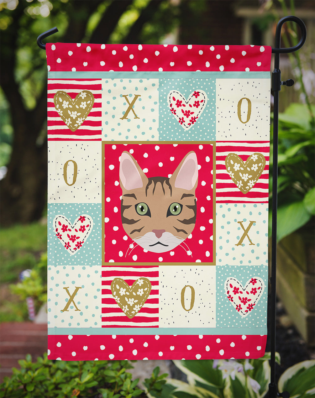 California Spangled Cat Love Garden Flag Mailbox Decorative Yard Banner Outside Patio Artwork for Flower Beds, Garden Size, Multicolor