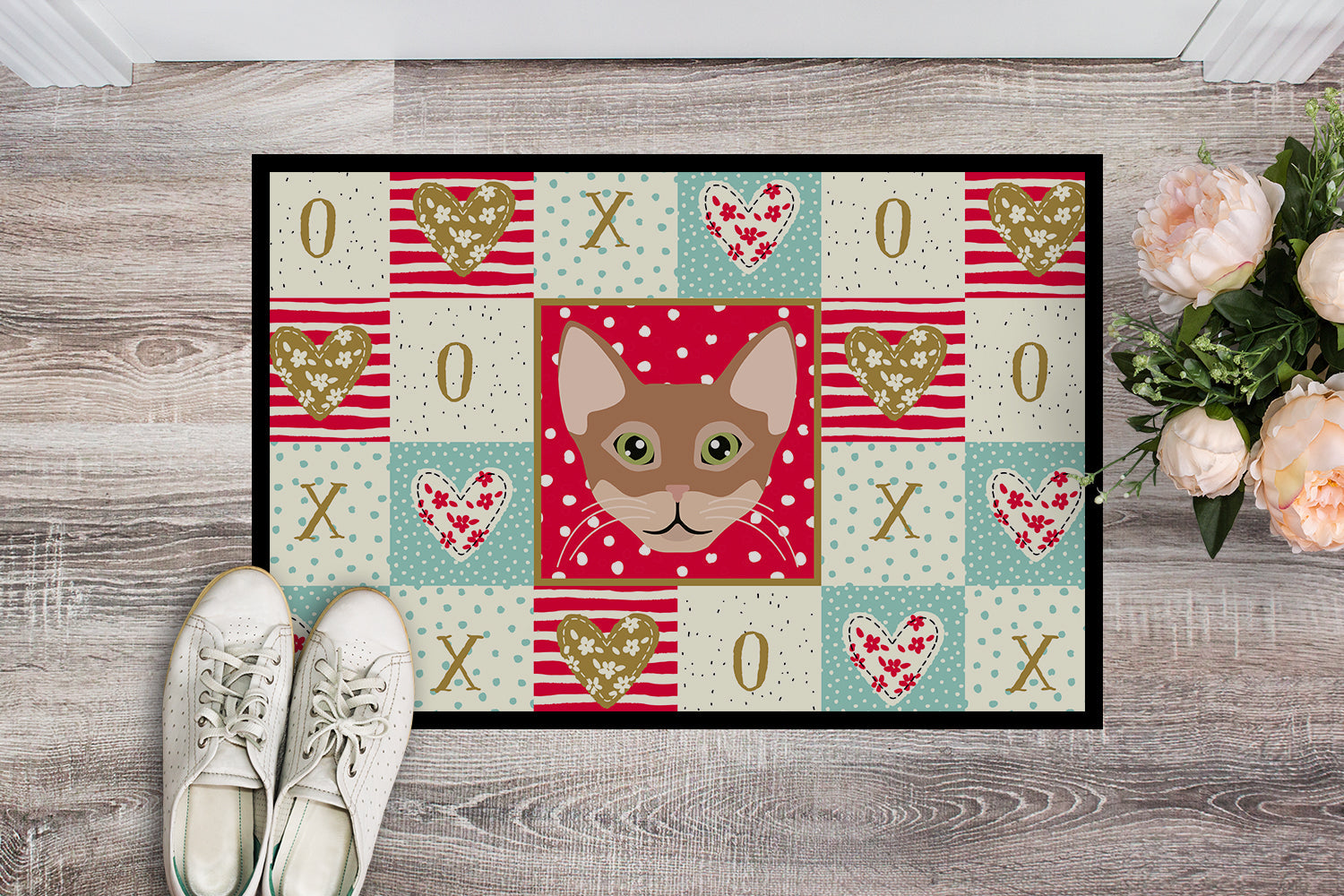 Chausie Cat Love Doormat Indoor Outdoor 18H X 27W Front Door Mat Rugs for Entryway, Non Slip Washable