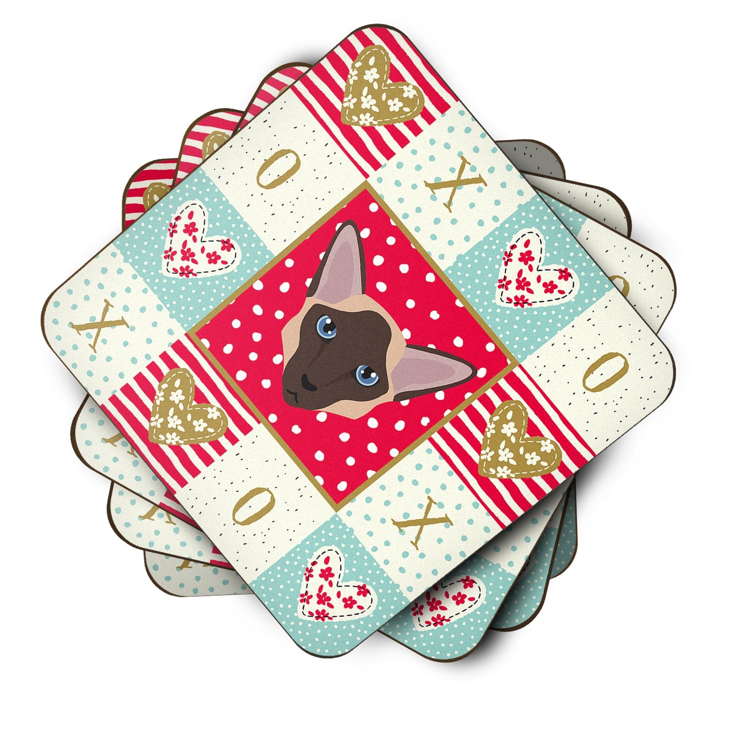 Colorpoint Longhair Cat Love Foam Coasters Set of 4 Cup Coasters for Indoor Outdoor, Tabletop Protection, Anti Slip, Mouse pad Material