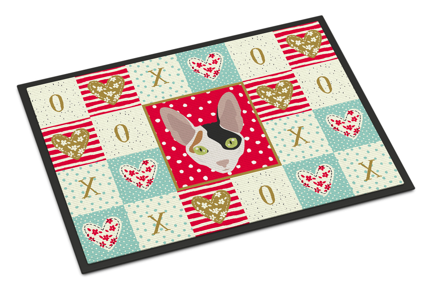 Cornish Rex Cat Love Doormat Indoor Outdoor 24H X 36W Front Door Mat Rugs for Entryway, Non Slip Washable Low Pile,