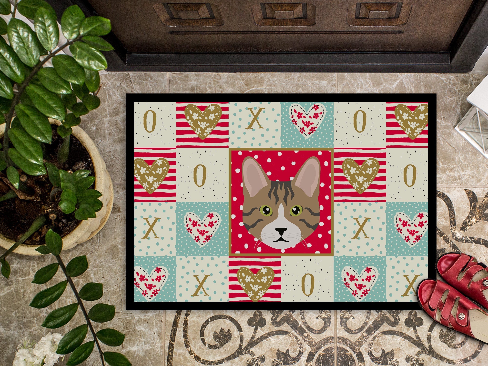 Dragon Li Cat Love Doormat Indoor Outdoor 24H X 36W Front Door Mat Rugs for Entryway, Non Slip Washable Low Pile,