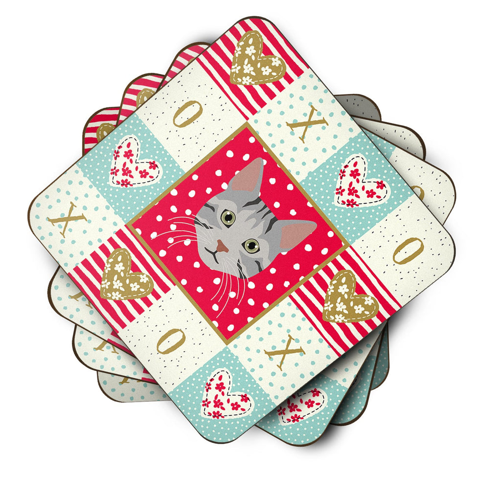 Egyptian Mau Cat Love Foam Coasters Set of 4 Cup Coasters for Indoor Outdoor, Tabletop Protection, Anti Slip, Mouse pad Material